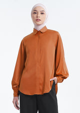 Harper Silk Blouse - Burnt Orange