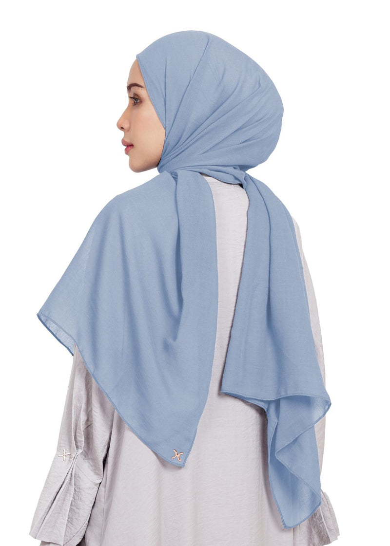 Sāra Voal Pashmina Hijab - Bleached Denim
