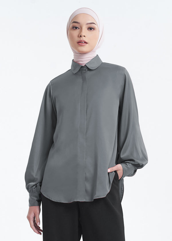 Harper Silk Blouse - Chelsea Gray