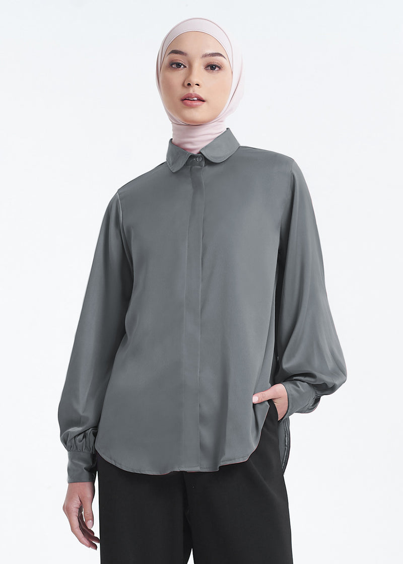 Harper Silk Blouse - Chelsea Gray
